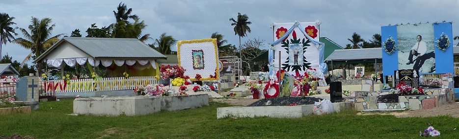 A modern cemetery on the waterfront in Nuku